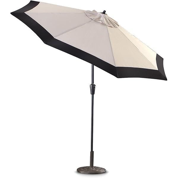 Castlecreek 9 Two Tone Deluxe Market Patio Umbrella Khaki Black Patio Umbrellas Garden Outdoor Amazon Com