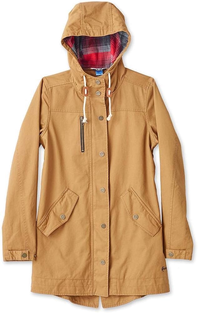 KAVU Sundowner Women's Coat - Flannel Jacket Long Sleeve Button Zip Coat: Clothing