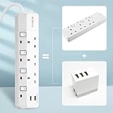 PARTH 2M Extension Lead with USB Slots 3 Way 13A 2 Metre 3 Gang view 8