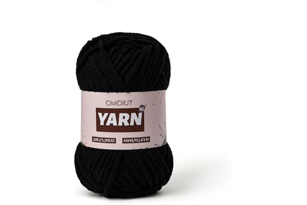 Plush Chenille Chunky Crochet Yarn - Baby Yarn for Crocheting Soft - Velvet Yarns Knitting for Blankets Crafts - Fluffy Amigurumi Yarns 50g / 65.6yd (Black)