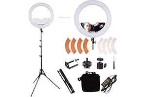 GSKAIWEN 18 inch 65W LED Ring Light Mirror Make Up Beauty Light Studio Video Light Photography Lighting with Stand Bag for Portrait Selfie,Wedding Photography, Night Video,YouTube, Camera/Phone Video