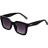 Nine West Women's Liora Sunglasses Rectangle, Black, 51mm