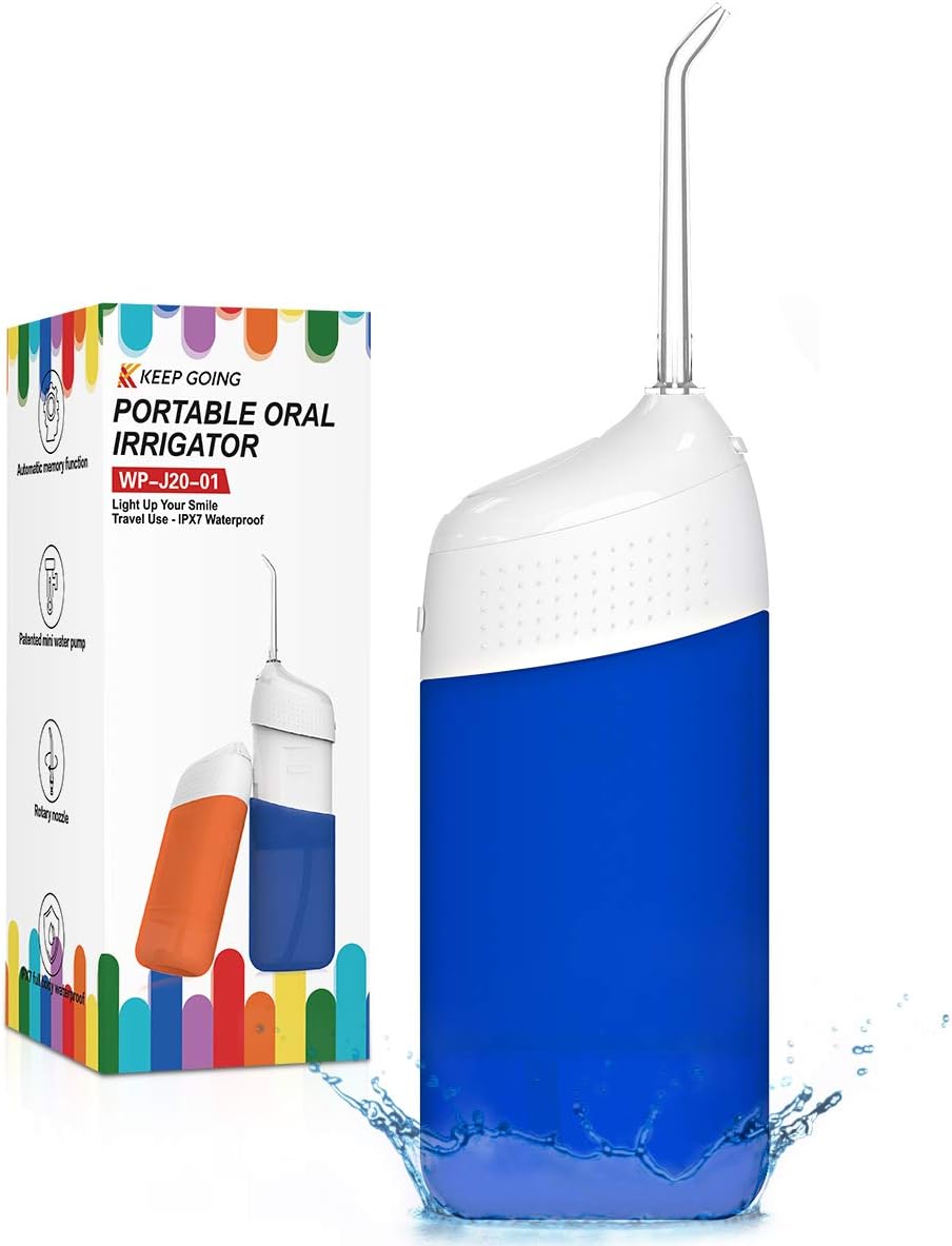 Water Flosser, Portable Oral Irrigator Cordless Teeth Cleaner, Ipx7 Waterproof Power Dental Flossers Professional Care for Home & Travel - 2020 Newest (Klein Blue): Health & Personal Care