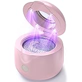 CXRUY Ultrasonic Retainer Cleaner - UV Dental Cleaning Pod Night Guard Cleaner for Dentures, Aligner, Braces, Toothbrush Heads, Jewelry (Pink)