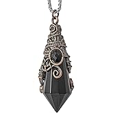 TUMBEELLUWA Hexagonal Faceted Pendant Necklace Healing Crystal Points Wrapped Pendulum Chakra Energy Stone Jewelry for Unisex