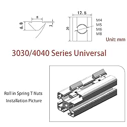 M4 Roll in Spring T Nuts,3030/4040 Series Universal