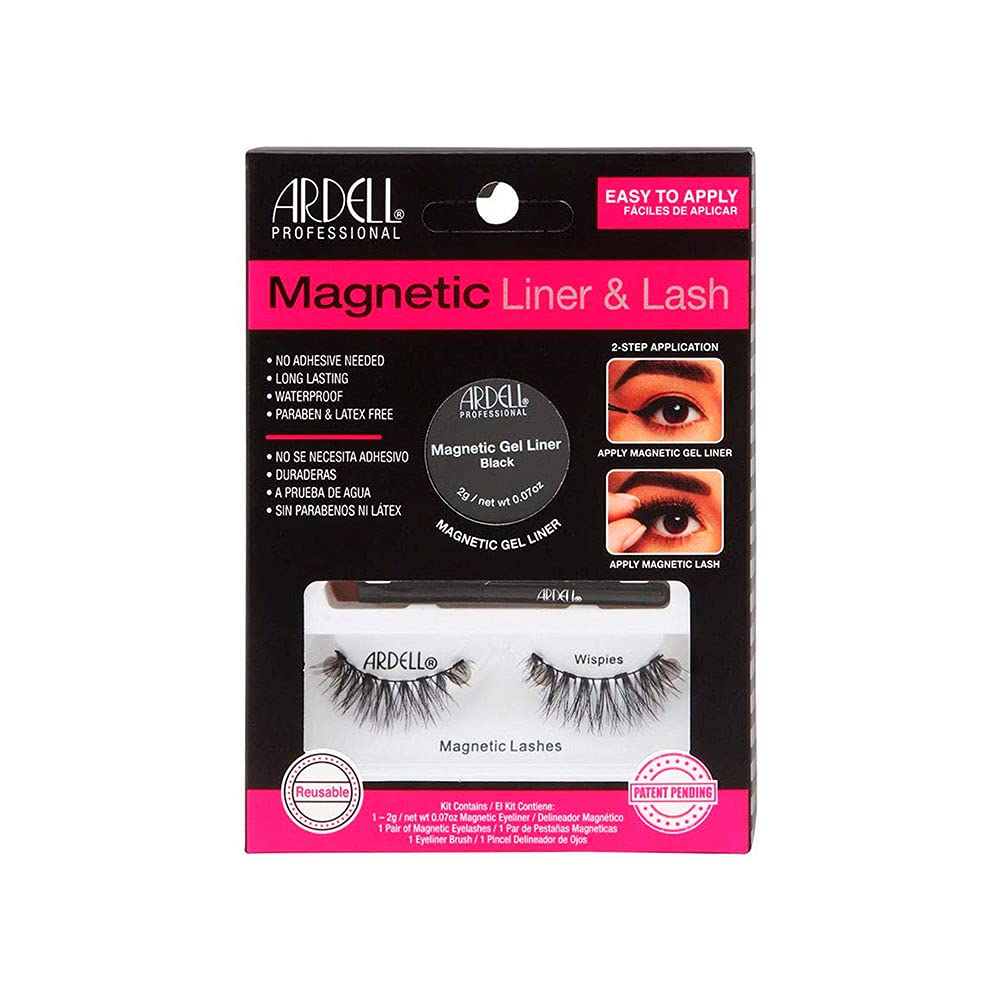 Ardell False Eyelashes Wispies Lash Kit Black No Adhesive Needed Gel Eyeliner Long-Lasting Waterproof Paraben-Fee Latex-Free Medium Volume Long Length Invisiband Vegan-Friendly Cruelty-Free Eyelashes