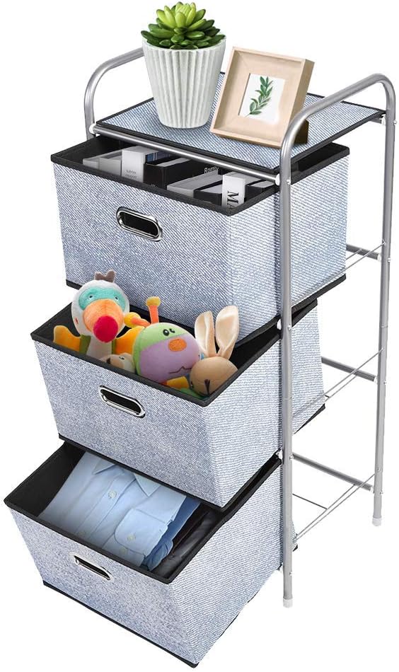 Ejoyous 3 Tier Fabric Storage Schubladen Regal, Kleiderschrank