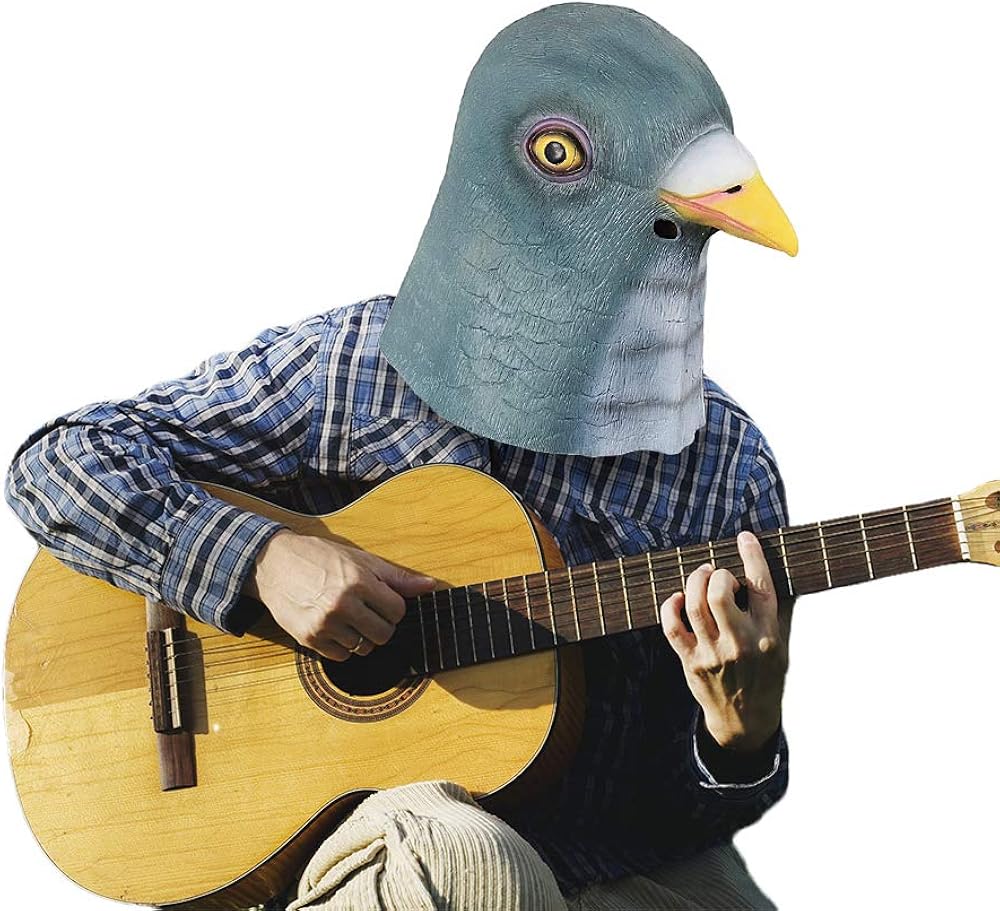 Amazon.com: Máscara de paloma de látex de cabeza completa para disfraz de Halloween fiesta Cosplay (gris azul): Clothing