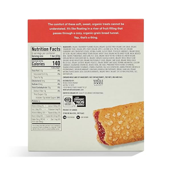 365 BY WHOLE FOODS MARKET, ORGANIC STRAWBERRY CEREAL BAR 6 COUNT, 7.8 OUNCE