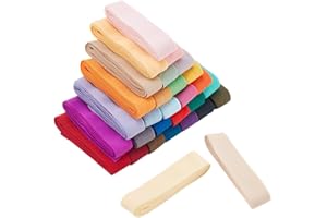 PH PandaHall 30 Colors Elastic Bias Tape, Single Fold Bias Binding Tape 20mm Stretch Sewing Fabric DIY Garment Accessories fo