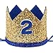 Maticr Shiny 2nd Birthday Crown Baby Boy Prince Headband Party Supplies (Large Gold Royal 2)