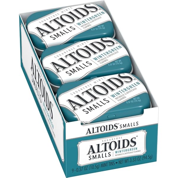 ALTOIDS SMALLS WINTERGREEN BREATH MINTS SUGAR FREE HARD CANDY BULK, 0.37 OZ TIN