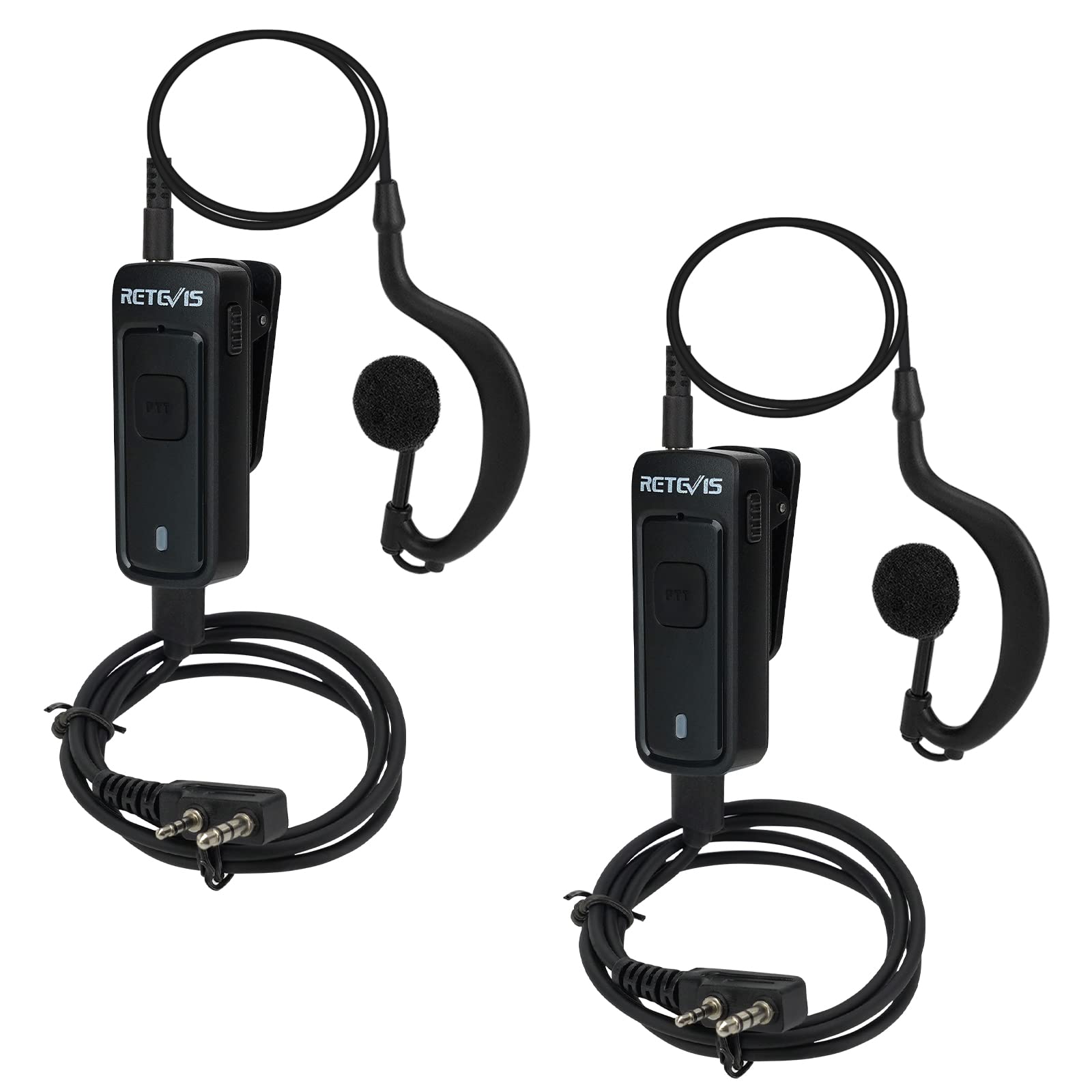 Retevis AI Active Noise-canceling Walkie Talkie Earpiece, C-Type Two Way Radio Headset，2 Pin ear hook headphones with USB Charging Cable Compatible with RT24 RT27 RT622 Baofeng UV5R(1 Pcs)