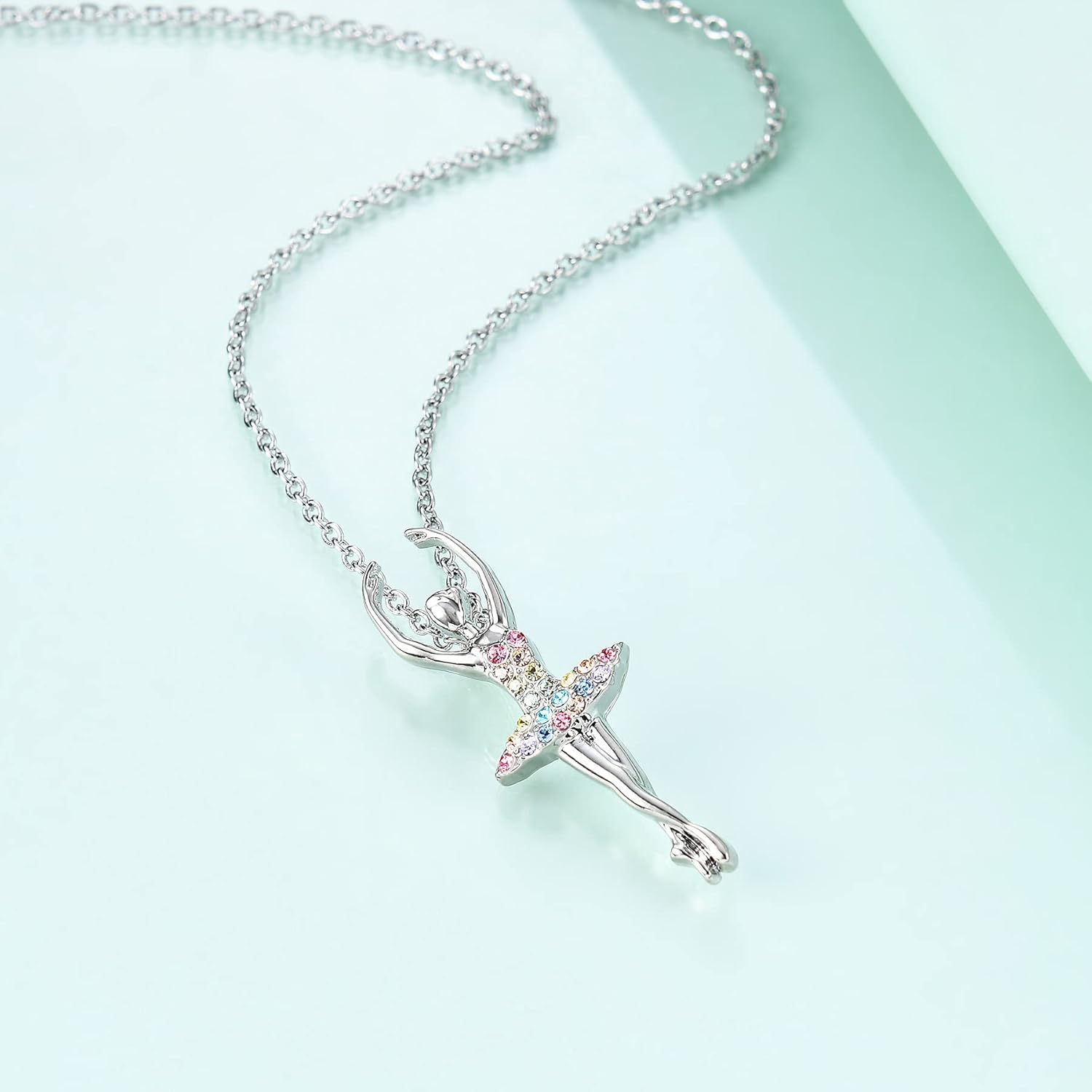 Rainbow Girls Necklace Ballerina Dance Recital Gifts for Women,Ballet Dancer Pendant Jewelry for Sister Mom Friends (Rainbow Ballerina): Clothing
