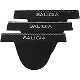 SALIGIA Men’s Bikini Briefs Underwear Sexy, Tag-Free &100s Smooth Long-Staple Cotton High-Cut Brief with No-Fly Pouch 3-Pack