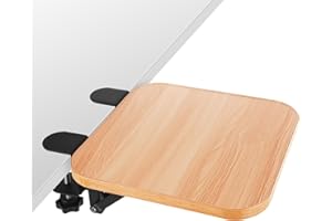 DAJAVE Ergonomics Desk Extender Tray, 9.4x9.1Inch Clamp On Desk Shelf, Foldable Table Extender for Desk, Table Desk Arm Rest,