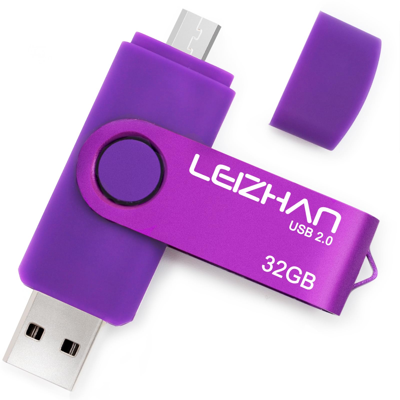 LEIZHAN USB Memory Stick 2.0 OTG(On the Go) 32GB Dual Port(USB 2.0 & Micro USB) USB Pendrive Flash Drive For Android Smart Phone Tablet PC Purple