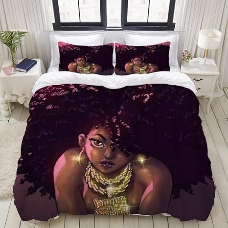Amazon Nikivivi 布団カバーセット アフリカ系アメリカ人女性のアートプリント 敷布団カバー 布団カバー 優しい肌触り家庭用ベッド クィーン 210 X 210cm 寝具カバーセット オンライン通販