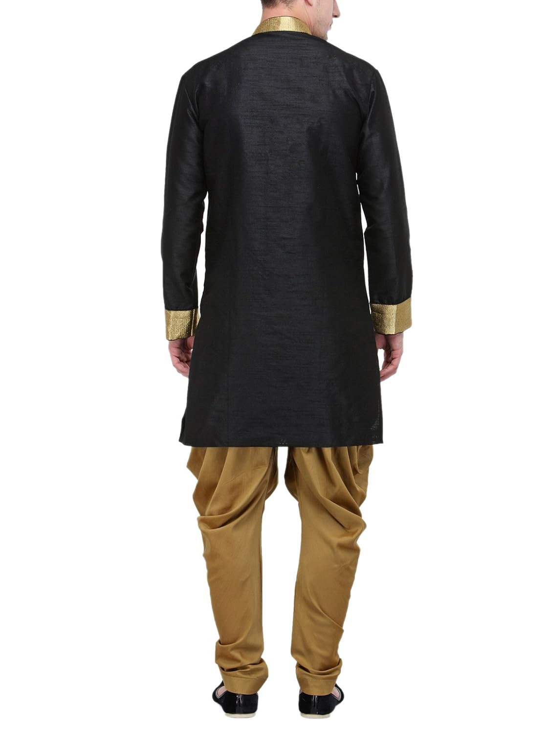 rg designers black and gold plain sherwani for men