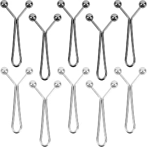 OIIKI 10pcs Pants Waist Tightener Clip Pins, Black & Silver | Invisible, Detachable, No Sew, Adjustable Waist Cincher Clip Br