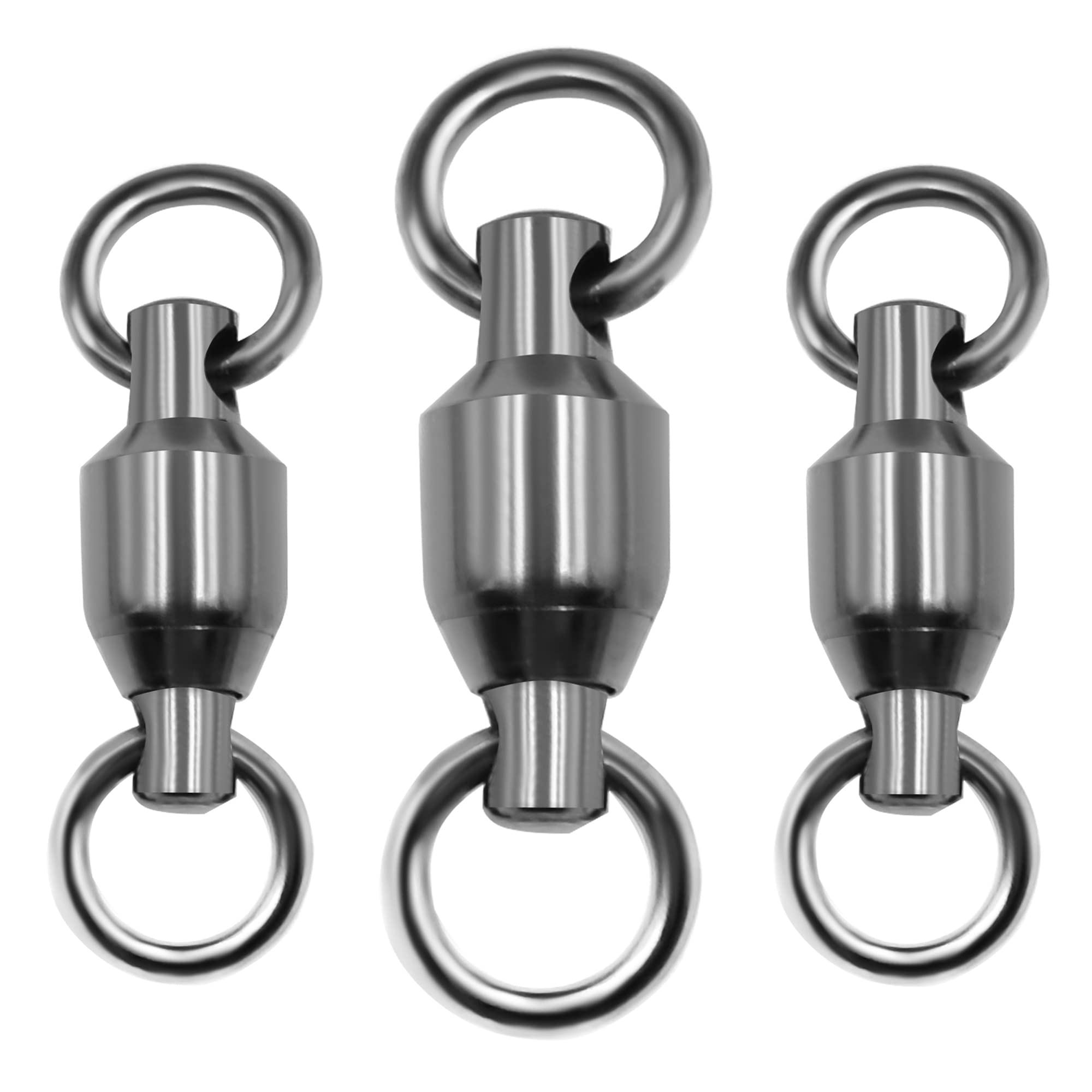 10pcs Size 0#~10# High Strength Ball Bearing Swivel with Welded Rings Fishing Hook Connectors in Saltwater or Freshwater (2#-65LB-10pcs)