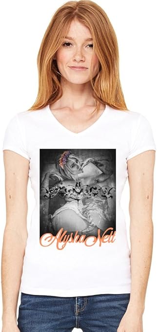 Alysha Nett In The Bath Womens V-neck T-shirt: Amazon.de: Bekleidung