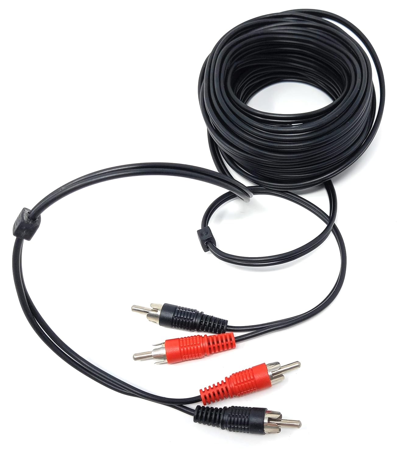 DRUT 20m RCA to RCA Phono Twin Jack to Jack Stereo Audio Cable Lead Cord Compatible With CD/DVD/Amplifier/Hifi/DJ Mixer/Turntable 65ft Black Nickel Connectors