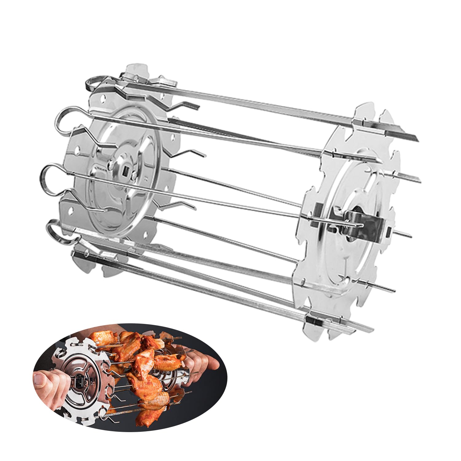 DUINIU 10 Grill & Rotatable Skewers Set, Professional Grade for Oven, Grill or Air Fryer