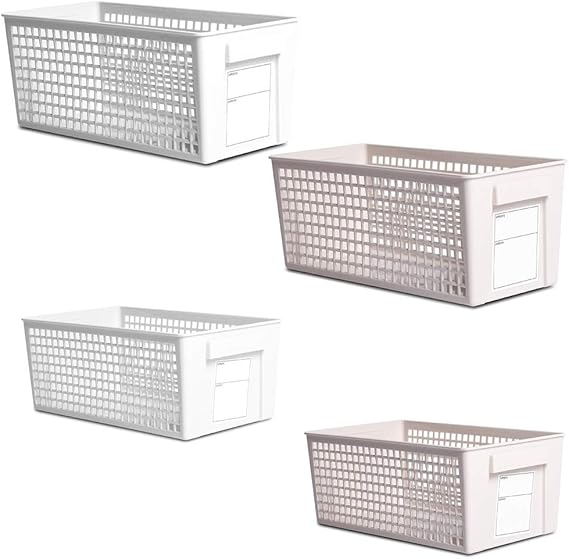 Paquete de 4 cestas de almacenamiento de plástico para clóset, estante