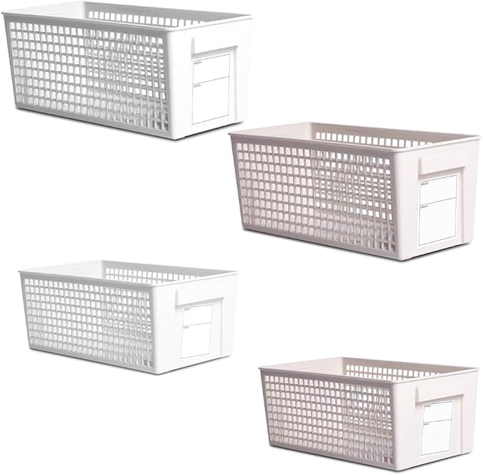 Paquete de 4 cestas de almacenamiento de plástico para clóset, estante