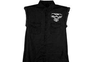 Hot Leathers Men's Denim Shredder Skull Sleeveless Shirt