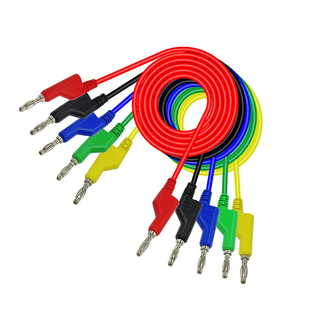 zalati Test Leads Cables 5pcs Banana Plug Used with 5 Colours for Multimeter Test Lead Voltage Tester Ammeter Current Tester Wiring Resistance Meter - 4mm — image 1
