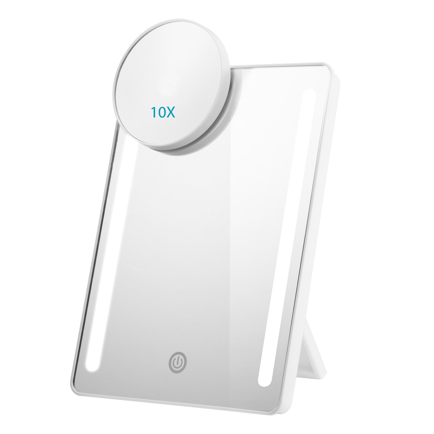 eNilecor Lighted Vanity Makeup Mirror with 10X Magnifying Spot Mirror 180° Rotation Stand for Countertop Travel Dimmable, Portable, Foldable Cosmetic Mirror, USB and Battery Charging