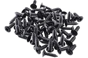 RuiLing Pack of 50 Black Electric Guitar Pickguard Backplates Mounting Screws, Electric Guitar Bass Cover Plate Screw for ST TL LP SG Guitar Parts