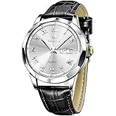 OLEVS Mens Watches Mens Leather Watch Ultra Thin Watches for Men Minimalist Watch with Leather Band Quartz Analog Dress Casual Simple Lightweight relojes para Hombres