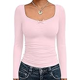 Trendy Queen Womens Long Sleeve Tops Going Out Top Trendy Cute Shirt Y2k Clothes Fashion Clothing Fall Outfits 2026