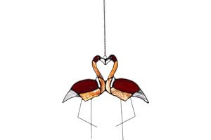 DHCGPP Tiffany Flamingo Style Stained Glass Hangers, Window Panels, Home Wall and Window Hanging Sun Catcher, Handcrafted Tiffany Enthusiast Gifts for Decoration.
