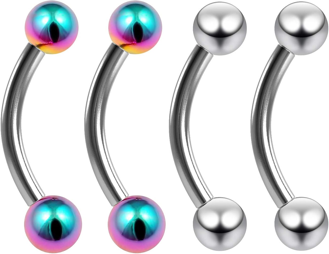 4pc Curved JCurve Barbell 14g 1.6mm J Curve Banana Earrings Ring Daith