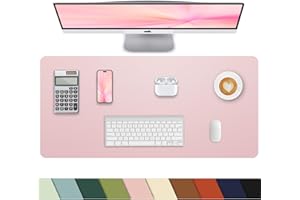 CEBOWA Pink Leather Desk Mat, Large Mouse Pad & Laptop Mat for Office & Home (23.6"x13.8")