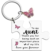 UYBEPU Aunt Gifts From Niece Nephew Auntie Gift Ideas Aunt Birthday Gifts for Women Best Aunts Ever Gift for Aunts Unique Puzzle Butterfly Keychain for Auntie Mother's Day Present