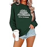 Zoemghc Book Sweatshirts for Women Sorry Im Booked Bookish Bookworm Reading Graphic Sweatshirt Book Lovers Gift Pullover Tops