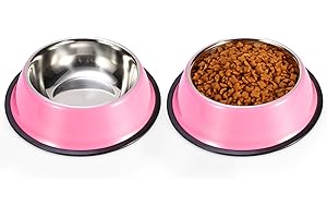 Podinor Stainless Steel Dog Bowls, Food and Water Non Slip Anti Skid Stackable Pet Puppy Dishes for Small, Medium and Large Dogs (2 Pack)