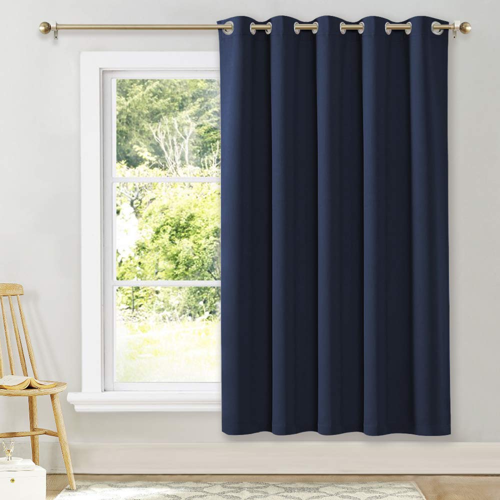 Photo 1 of NICETOWN Bedroom Window Blackout Curtain Panel - Thermal Insulated Blackout Drape/Drapery for Loft, Guestroom (Navy, 1 Panel, 70 x 72 inch)