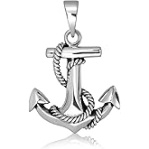 WithLoveSilver 925 Sterling Silver Navy Nautical Vintage Mariner Anchor Charm Pendant for Men