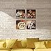 Wieco Art 4 Panels Coffee Bean Kitchen Canvas Wall Art Coffee Cup Canvas Prints Wall Decor Dining Room Canvas Art Contemporary Pictures for Kitchen Bar Decoration