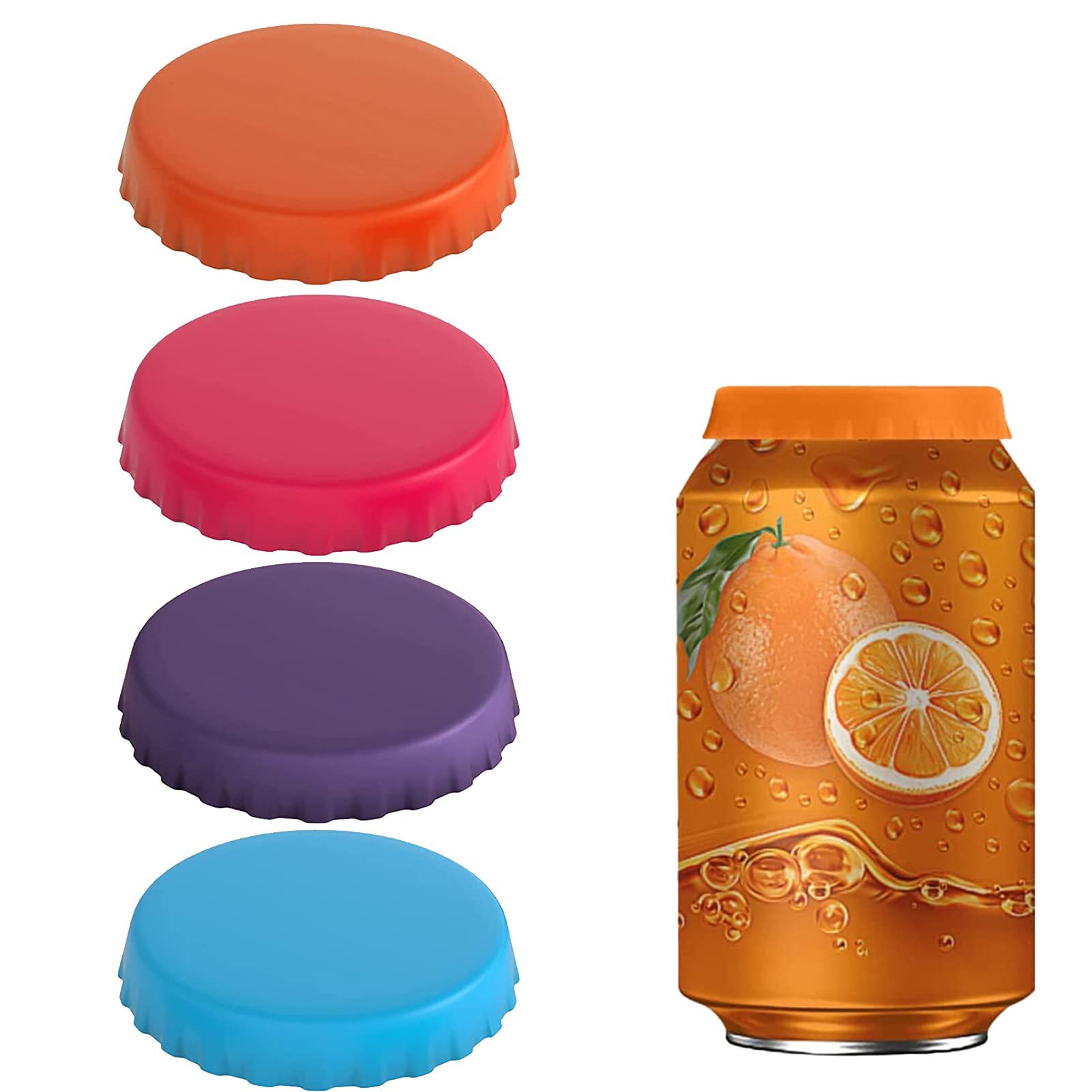 Silicone Beverage Can Lids, 4 PCS Soda Saver Caps, Leak-Proof & Dust-Resistant Can Covers, for Outdoor Parties, Camping, and Travel (Multi Color)