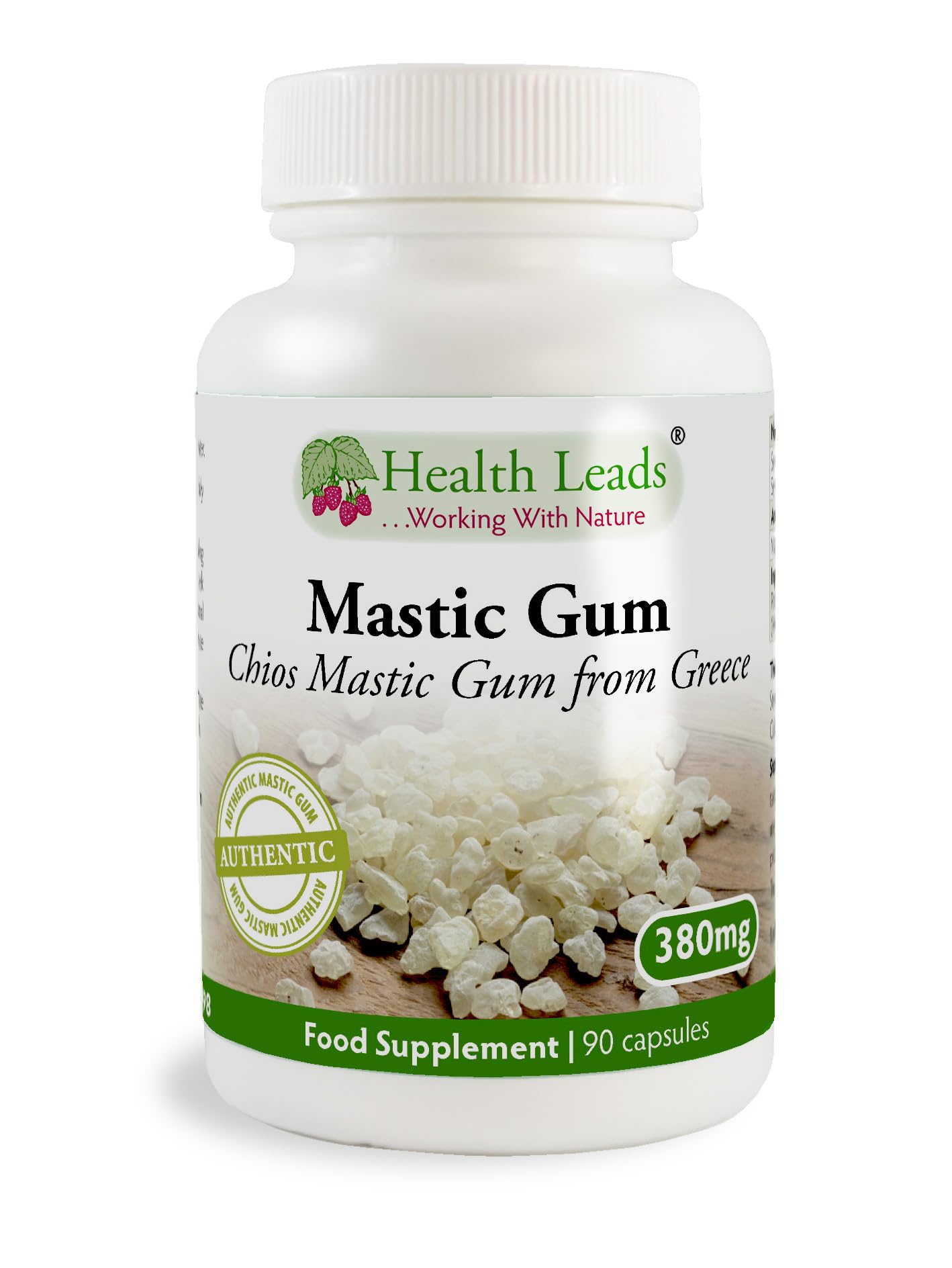 Natural Greek Chios (Xios) Mastic Gum 380mg x 90 Capsules, 100% Authentc Mastiha from Greece, Vegan, Magnesium Stearate Free & No Nasties, Manufactured in Wales
