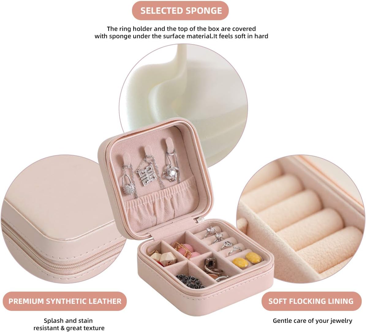 Casegrace Portable Travel Mini Jewelry Box Leather Jewellery Ring Organizer Case Storage Gift Box Girls Women: Home Improvement