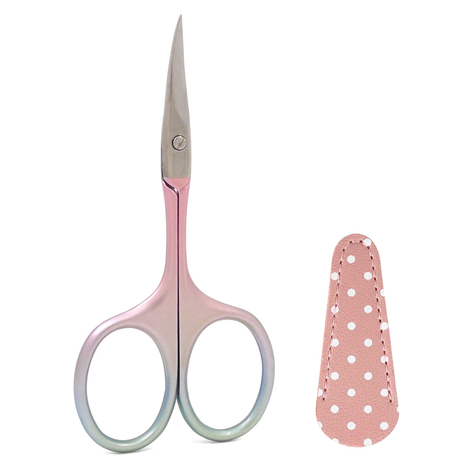 Pink Faux Leather Covered Curved Embroidery Scissors for Cross-Stitch, Crochet & Scrapbooking